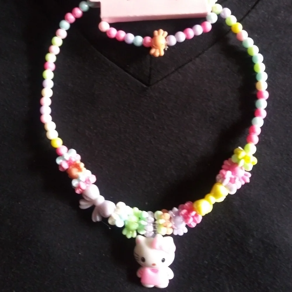 Brand new little girls Hello Kitty necklace and br